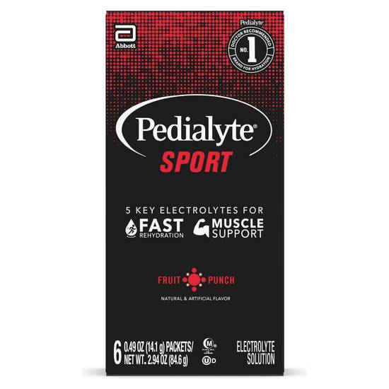 Pedialyte Sport Electrolyte Powder, Fruit Punch, 6 CT