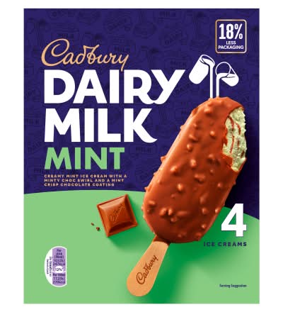 Cadbury Mint, Dairy Milk Ice Cream (4 x 90ml)