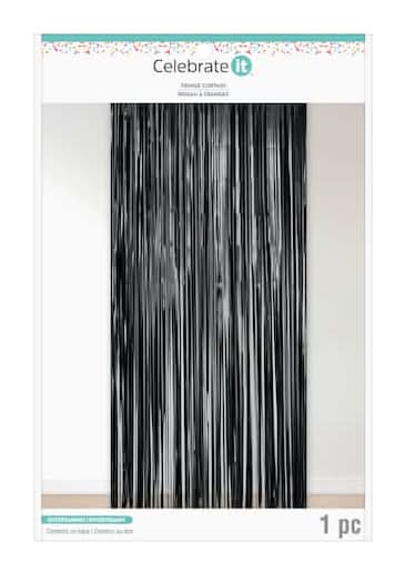 Celebrate It Fringe Curtain, 39" x 96", Black