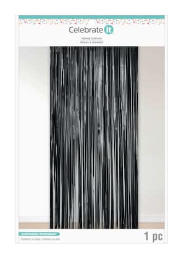 Celebrate It Fringe Curtain, 39" x 96", Black