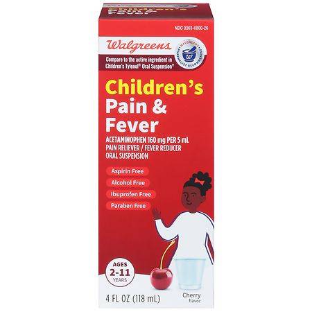 Walgreens Children's Pain and Fever Oral Suspension Acetaminophen Cherry 2 To 11 Years