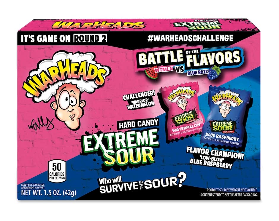 Warheads Extreme Sour Battle Hard Candy, Watermelon-Blue Raspberry (1.5 oz)