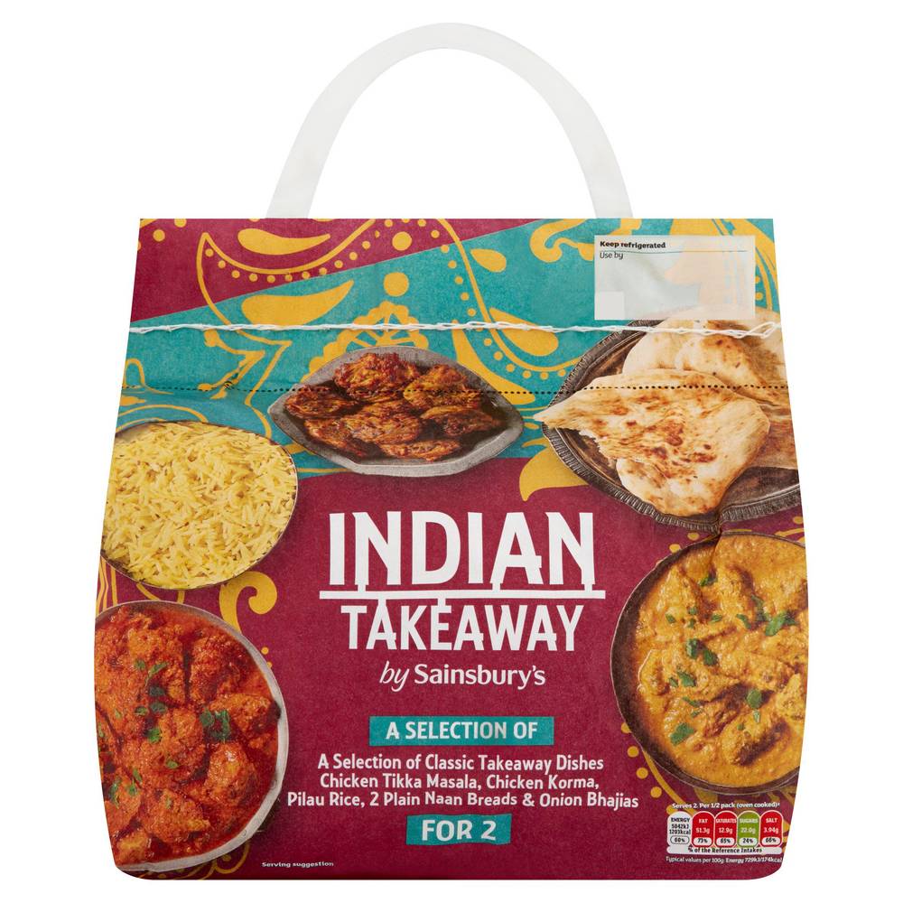 Sainsbury's Indian Takeaway Chicken Tikka, Korma, Rice & Naans Ready Meal for 2 1.4kg