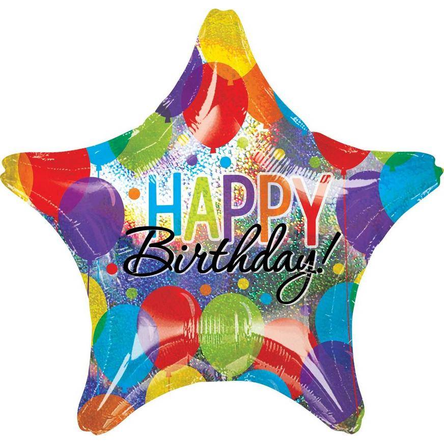 Uninflated Giant Rainbow Balloon Bash Star Happy Birthday Balloon 28in