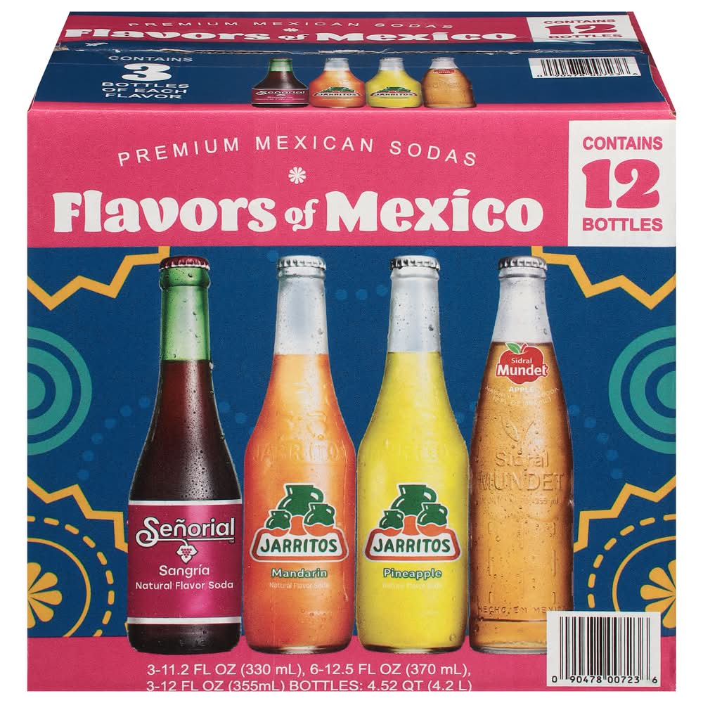 Jarritos Premium Mexican Soda, Sangria-Mandarin-Pineapple-Apple (12 x 12.05 fl oz)