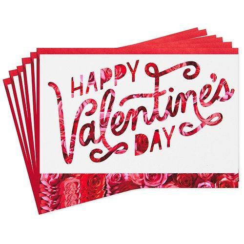 Hallmark Valentine's Day Cards and Envelopes (Glitter Roses) S26 - 6.0 ea
