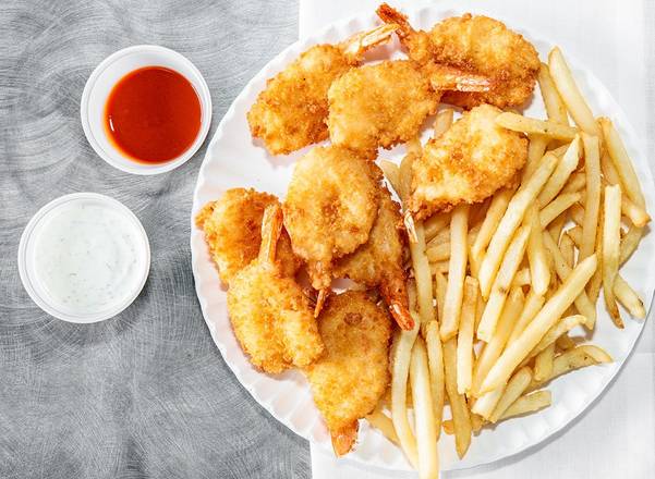 15 pcs jumbo shrimp with fries & 20 onz soda