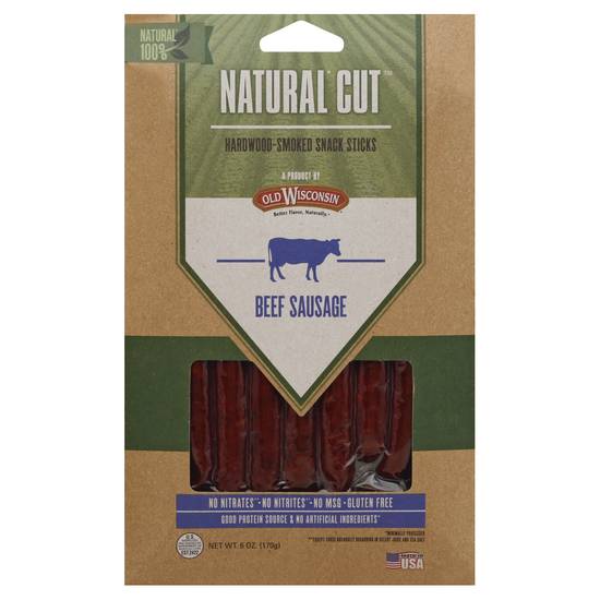 Old Wisconsin Natural Cut Beef Sausage Hardwood Smoked Snack (6 oz)
