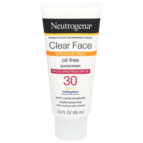 Neutrogena Clear Face Broad Spectrum Spf 30 Oil-Free Sunscreen