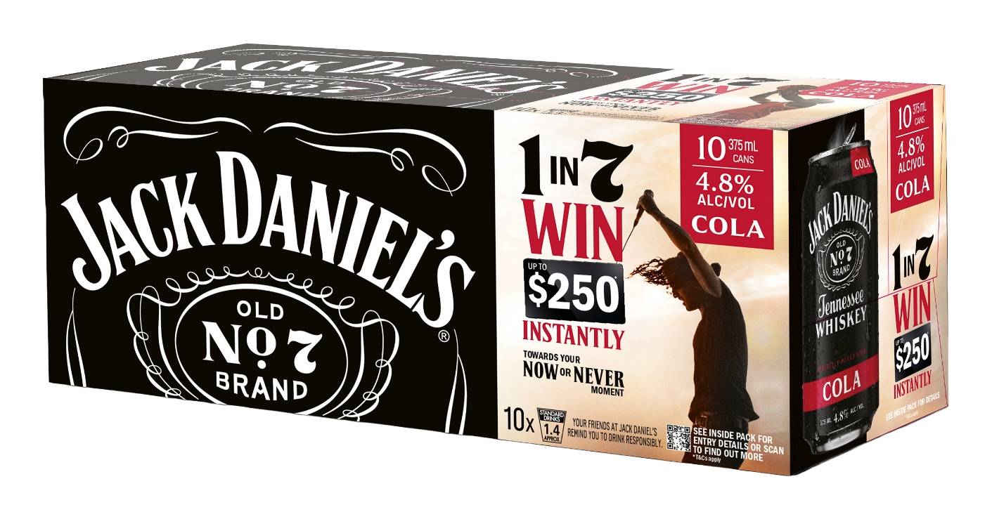 Jack Daniels & Cola Can 375mL  X 10 Pack