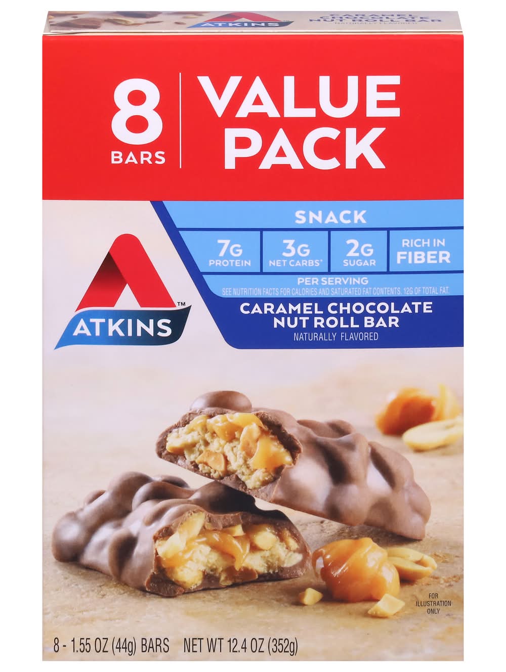 Atkins Caramel Chocolate Nut Roll Bar (12.4 oz)