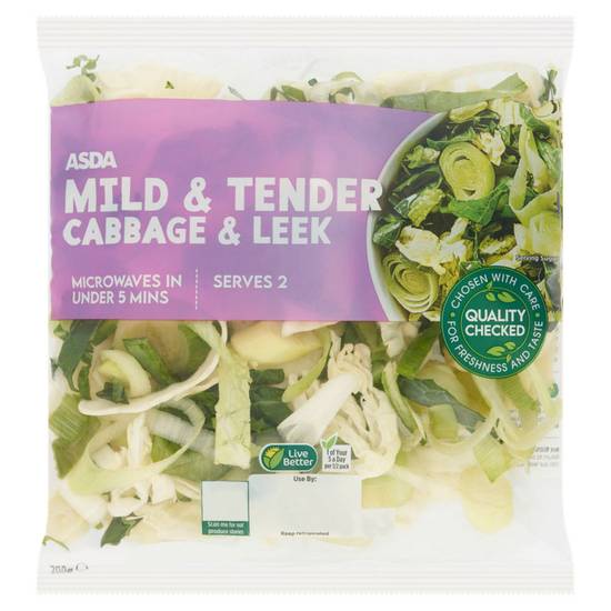 Asda Mild & Tender Cabbage & Leek 200g