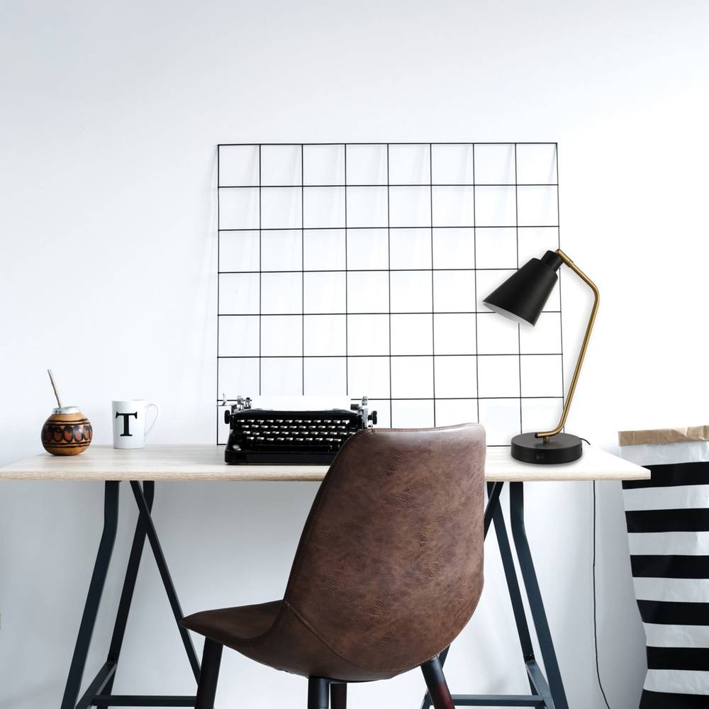 Origin 21 17-in Black Desk Lamp with Metal Shade | 2917074