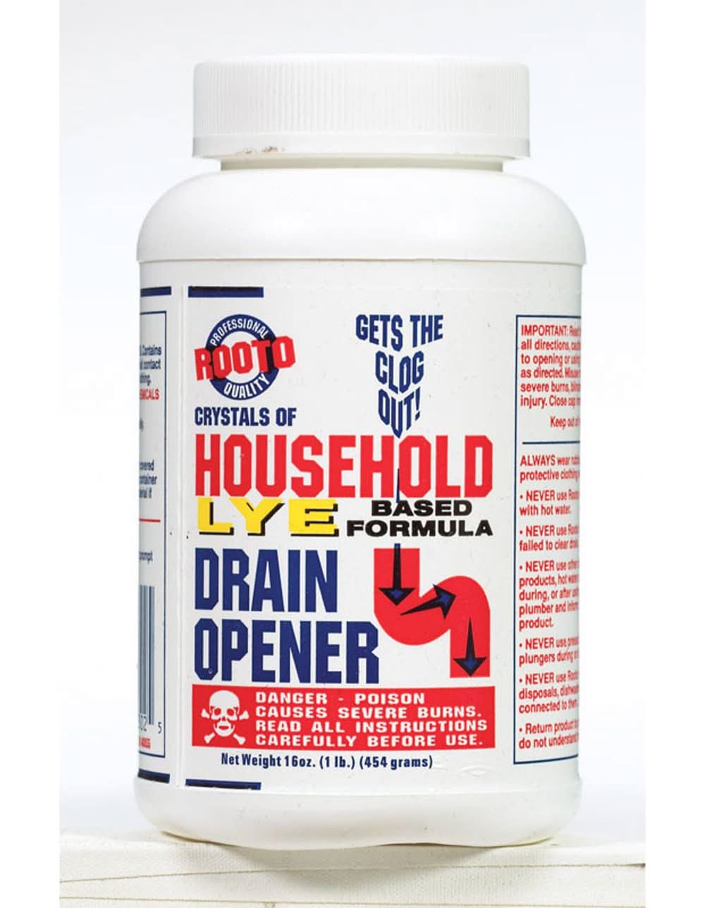 Rooto 100% Lye Crystals Drain Opener 1 Lb