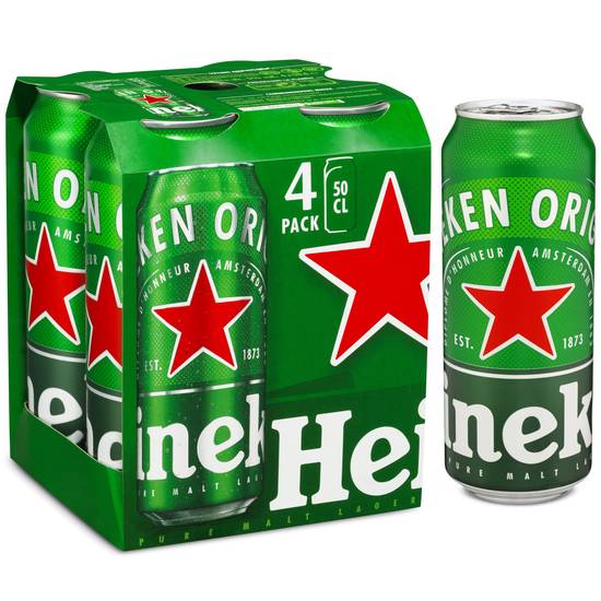 Heineken - Bière blonde (4 pièces, 500 ml)