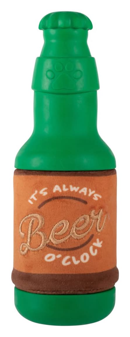 Pet Shop By Fringe Studio For Dog Green Plush/Rubber Beer O Clock Dog Toy 1 Pk