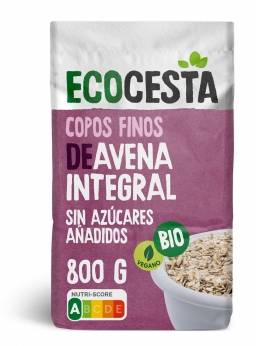Copos suaves de avena integral ecológicos EcoCesta sin azúcares añadidos 800 g.