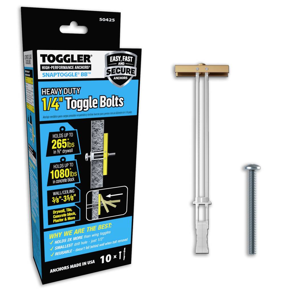 TOGGLER 1080-lb 1/4-in x Assorted length Toggle Bolt Drywall Anchors with Screws Included 10 -Pack | 50425
