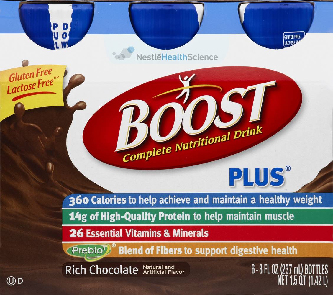 Boost Plus Rich Chocolate Nutritional Drink (6 x 0.25 qt)