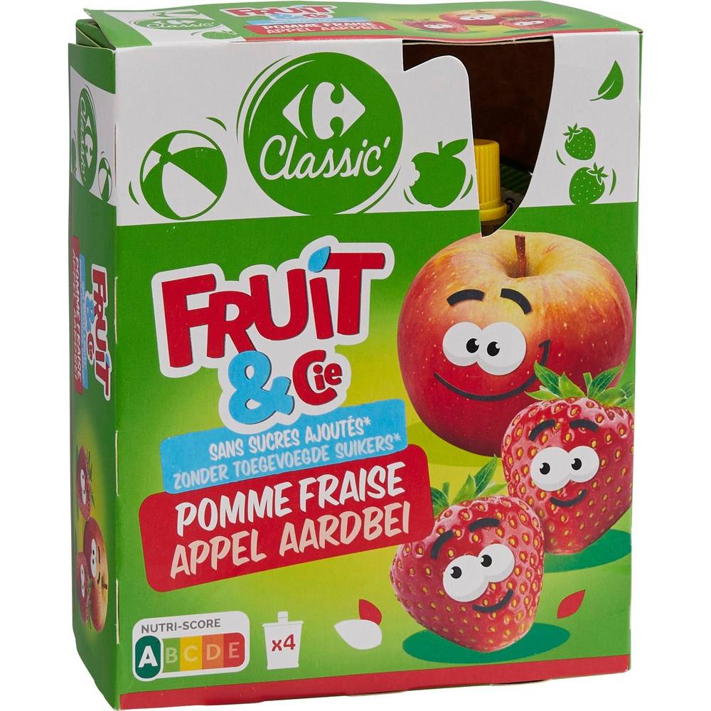 Carrefour - Compote pomme fraise sans sucre ajoutés