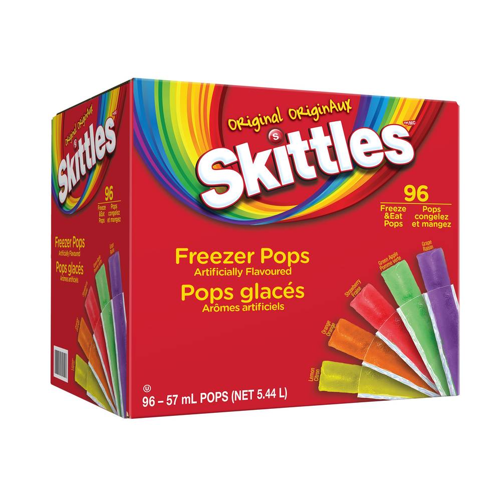 Skittles Pops glacés (96 x 57 mL) - Freezer Pops (96 x 57 mL) (Pomme Verte - Raisin - Citron - Orange - Fraise)