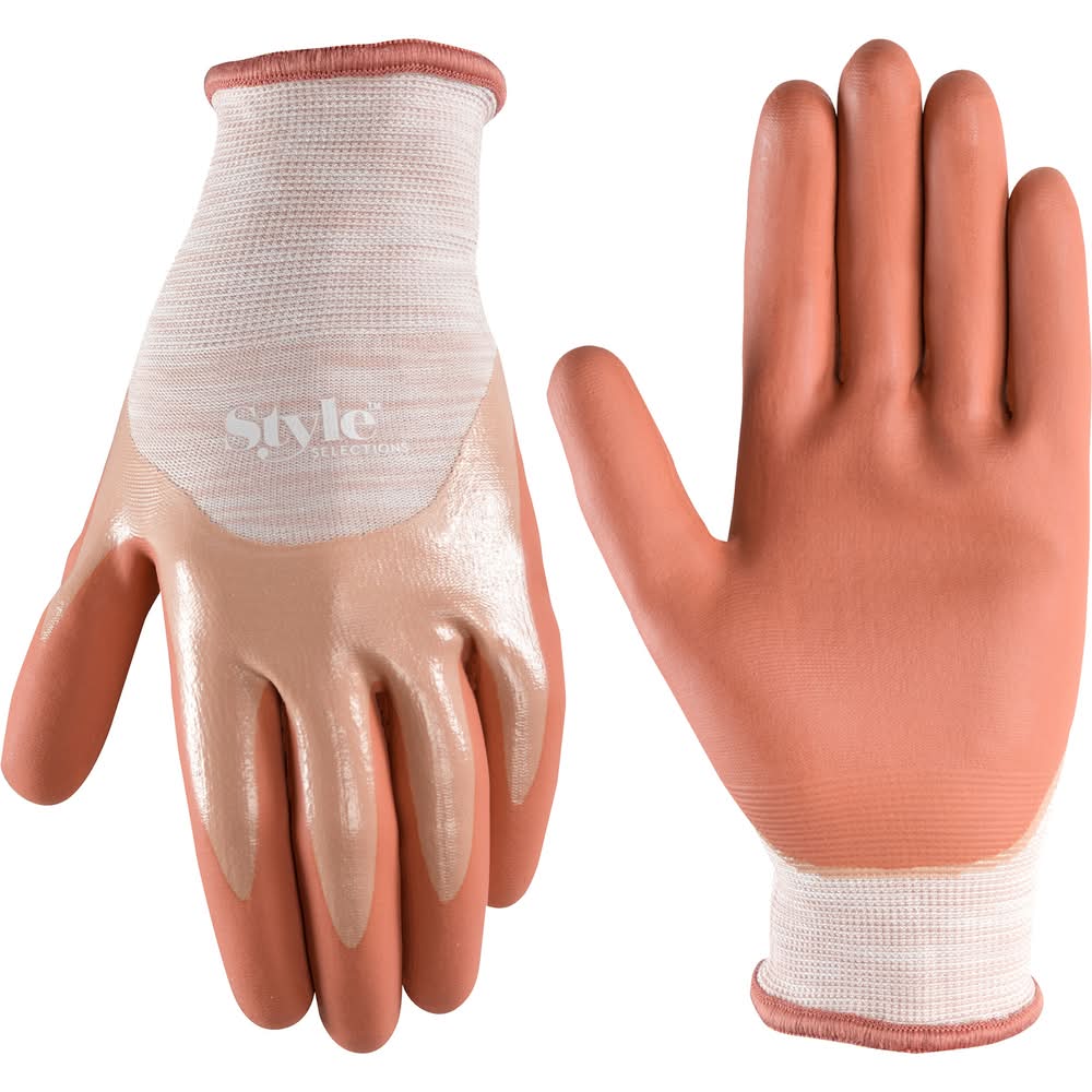 Style Selections Small Pink Nitrile dipped Nitrile/Polyester Gardening Gloves 1 -Pairs