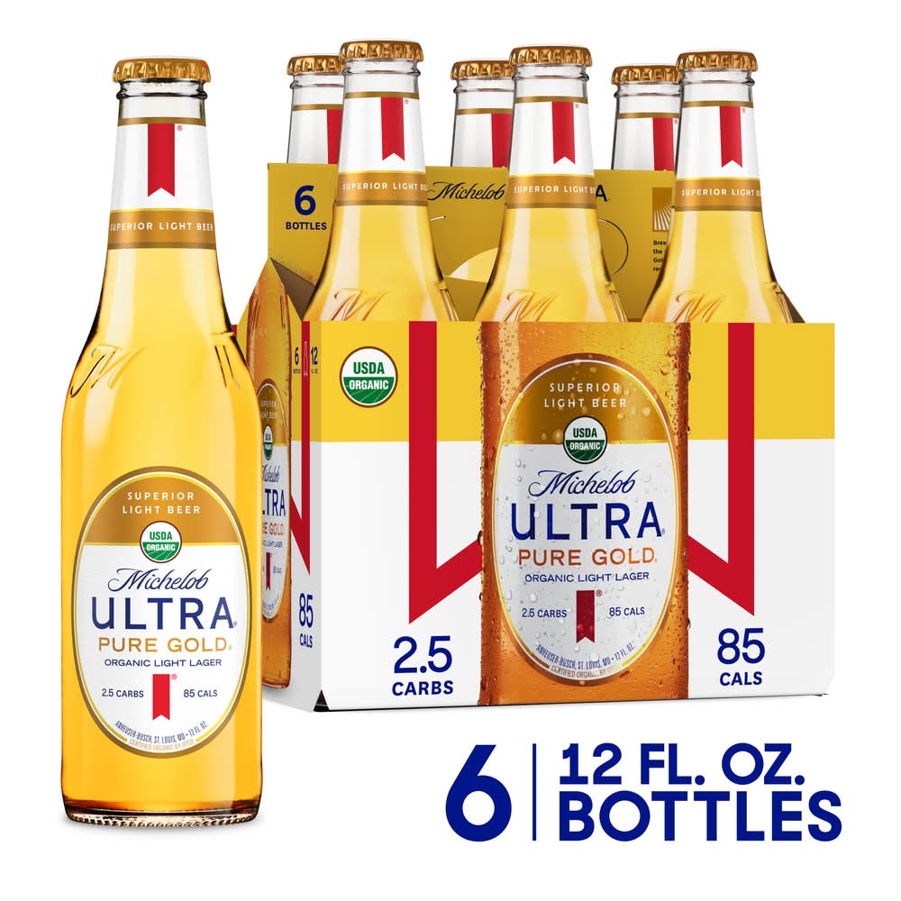Michelob Pure Gold Organic Light Lager Beer (6 x 12 fl oz)