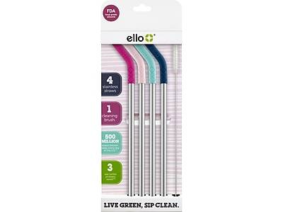 Ello Stainless/Silicone Reusable Straws (4 ct)