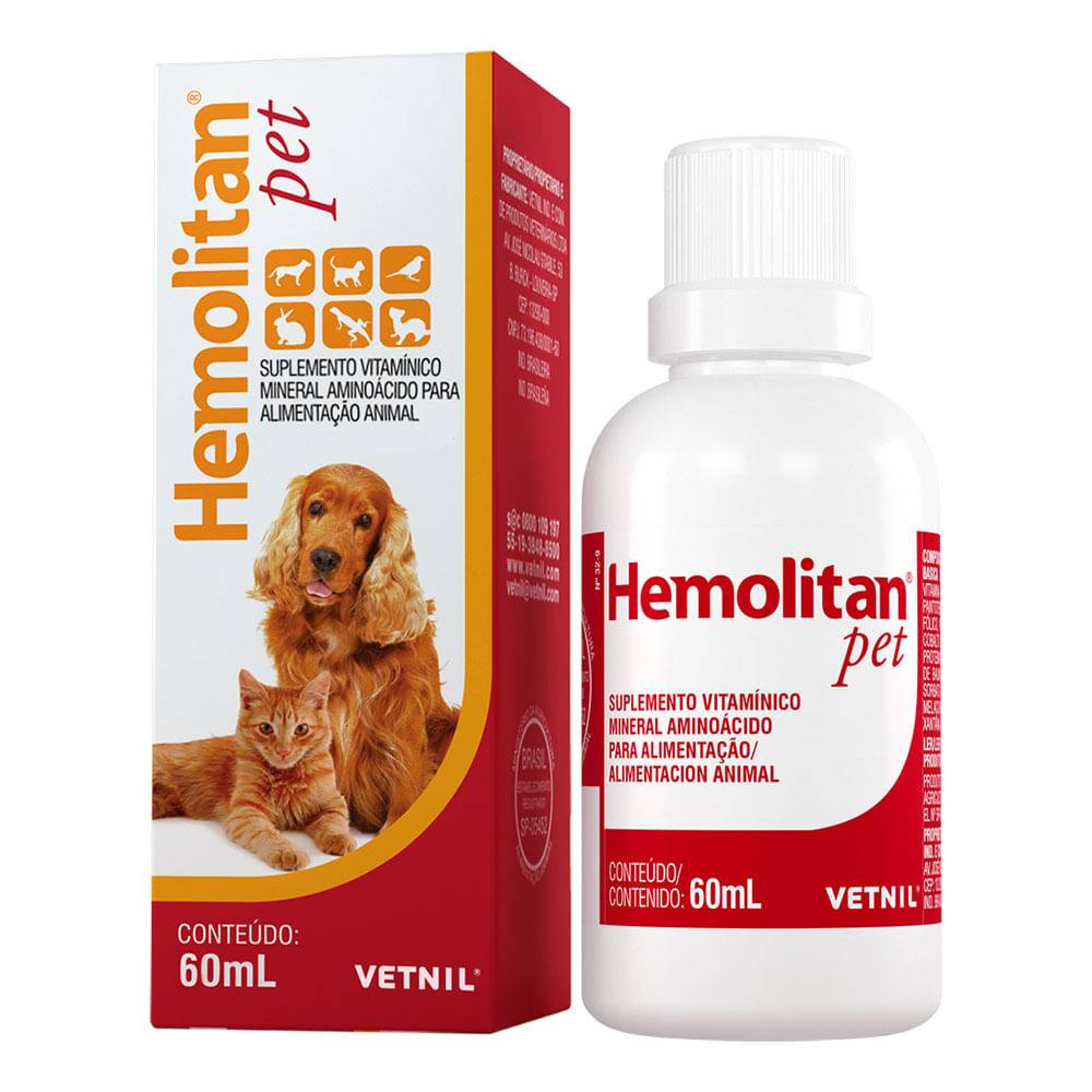 Vetnil suplemento vitamínico hemolitan pet gotas (60ml)