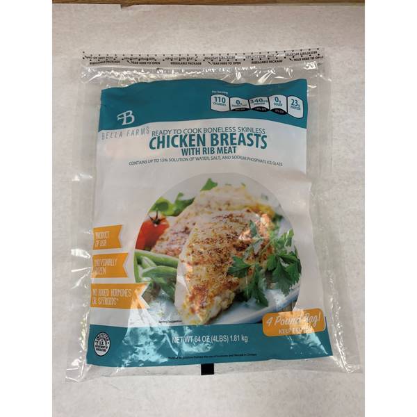 Bella Farms Boneless Skinless Chicken Breast With Rib Meat (4 lbs)