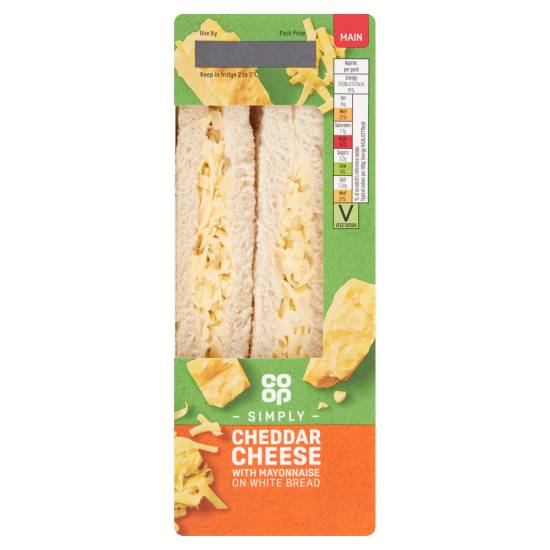 Co-Op Simply Cheddar Cheese With Mayonnaise on White Bread