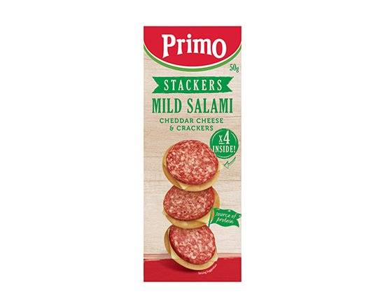 Primo  Mild Salami Stackers With Biscuit 50g