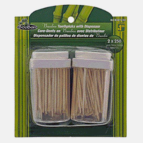 Boobam Bamboo Toothpicks w/2Dispensers, 500Pack (2 mcx-2 pc.)