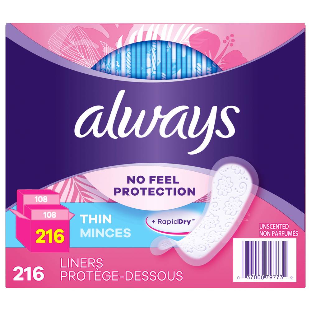 Always Thin Liners Protege Dessous For Womens (216 ct)