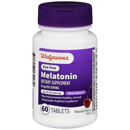 Walgreens Natural Cherry Dye Free Melatonin 10 mg Quick-Dissolving Tablets