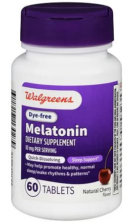 Walgreens Natural Cherry Dye Free Melatonin 10 mg Quick-Dissolving Tablets (1.28 oz)