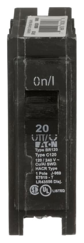 Eaton Type BR 20-amp 1 -Pole Standard trip Circuit Breaker