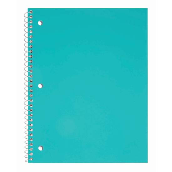 Just Basics Poly Spiral Notebook, 8 1/2" X 10 1/2", Wide Ruled Teal (70 ct)