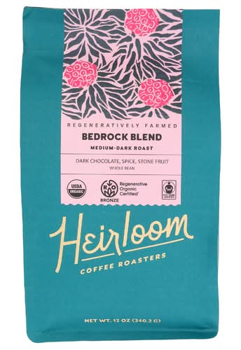 Heirloom Coffee Roasters Organic Bedrock Blend Medium-Dark Roast Whole Bean Coffee