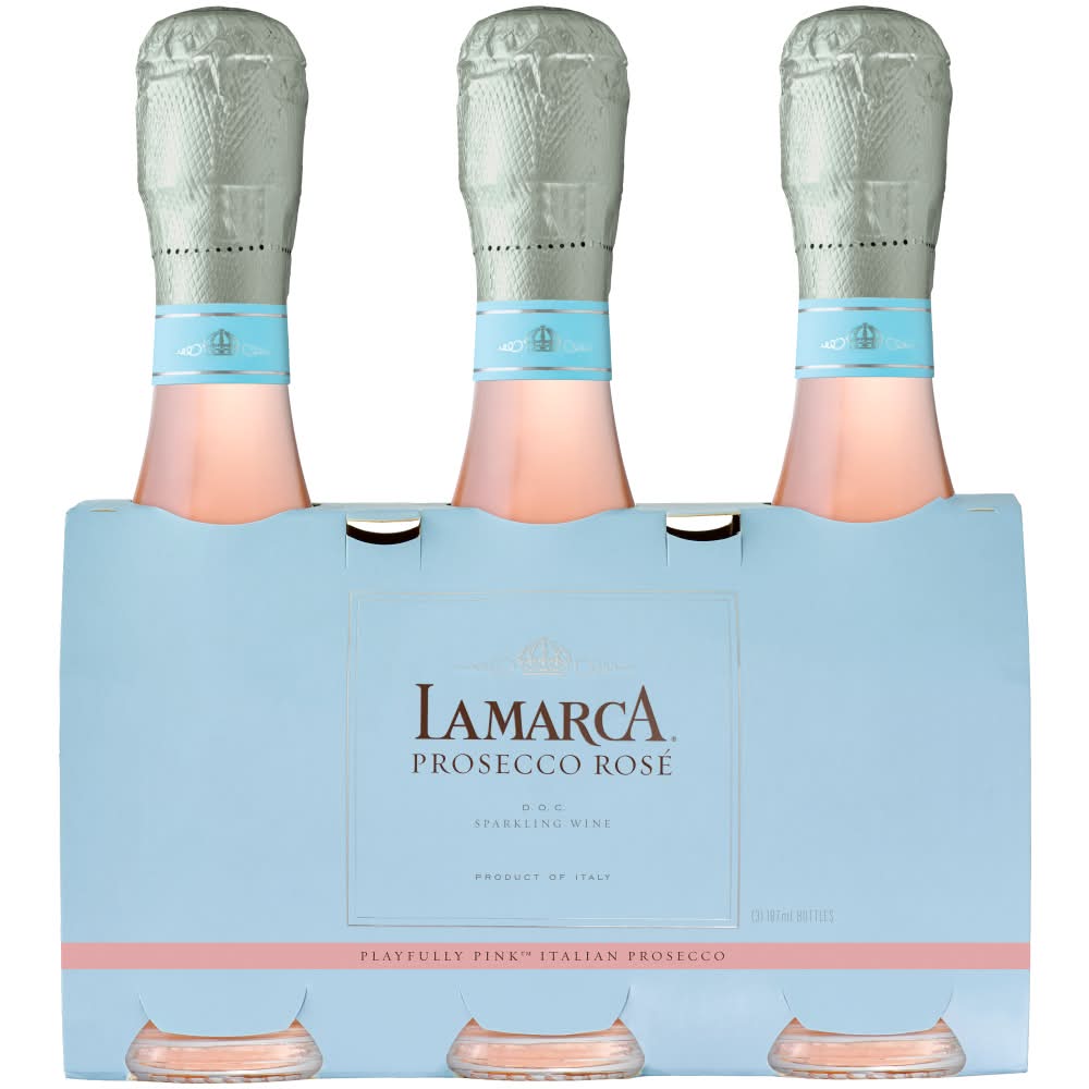 LaMarca Playfully Pink Prosecco Rose Sparkling Wine (3 x 6.5 oz)