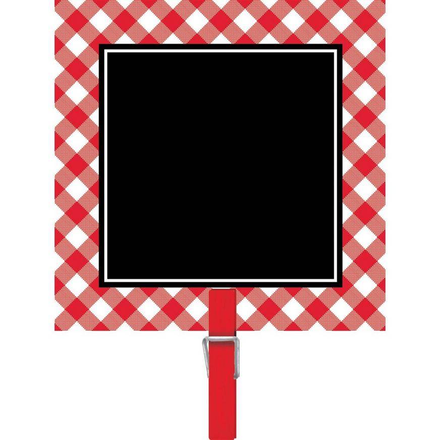 Picnic Party Red Gingham Chalkboard Clips 8ct