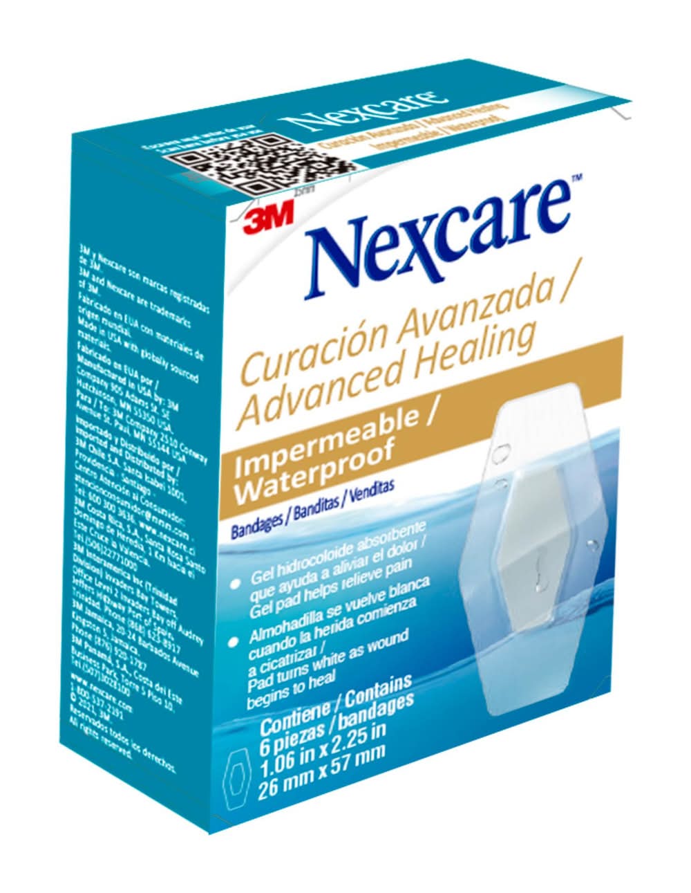 Nexcare · Waterproof parches de gel curación avanzada - 26x57 mm (6 un)