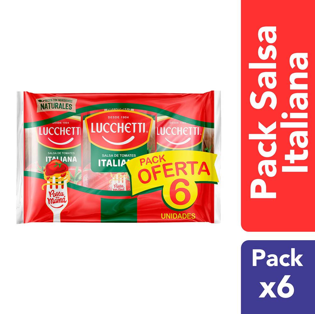 Lucchetti · Pack salsa italiana de tomate (6 x 200 g)