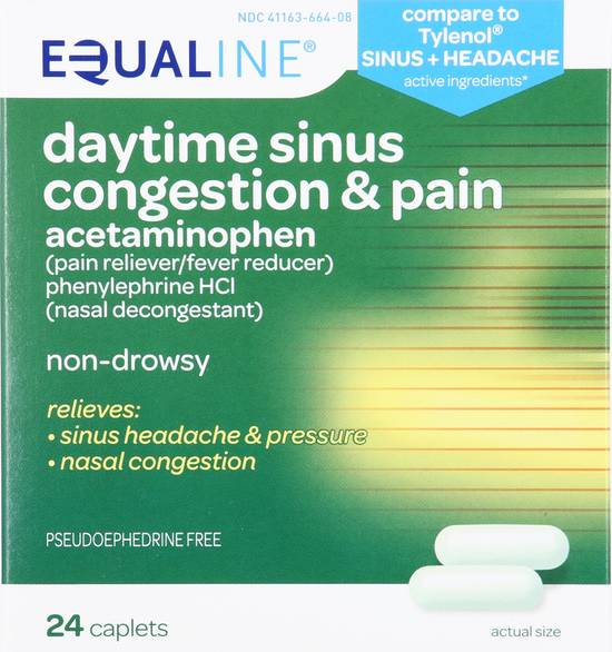 Equaline Acetaminophen Daytime Sinus Congestion & Pain Relief (24 caplets)