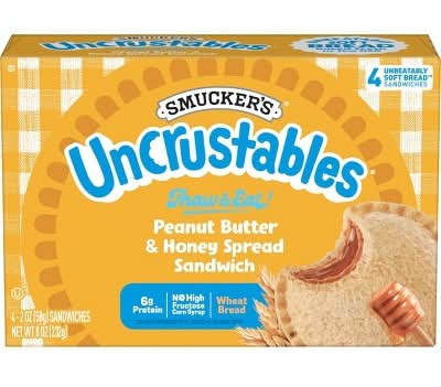 Uncrustables Soft Sandwich Bread, Peanut Butter & Honey (4 x 2 oz)
