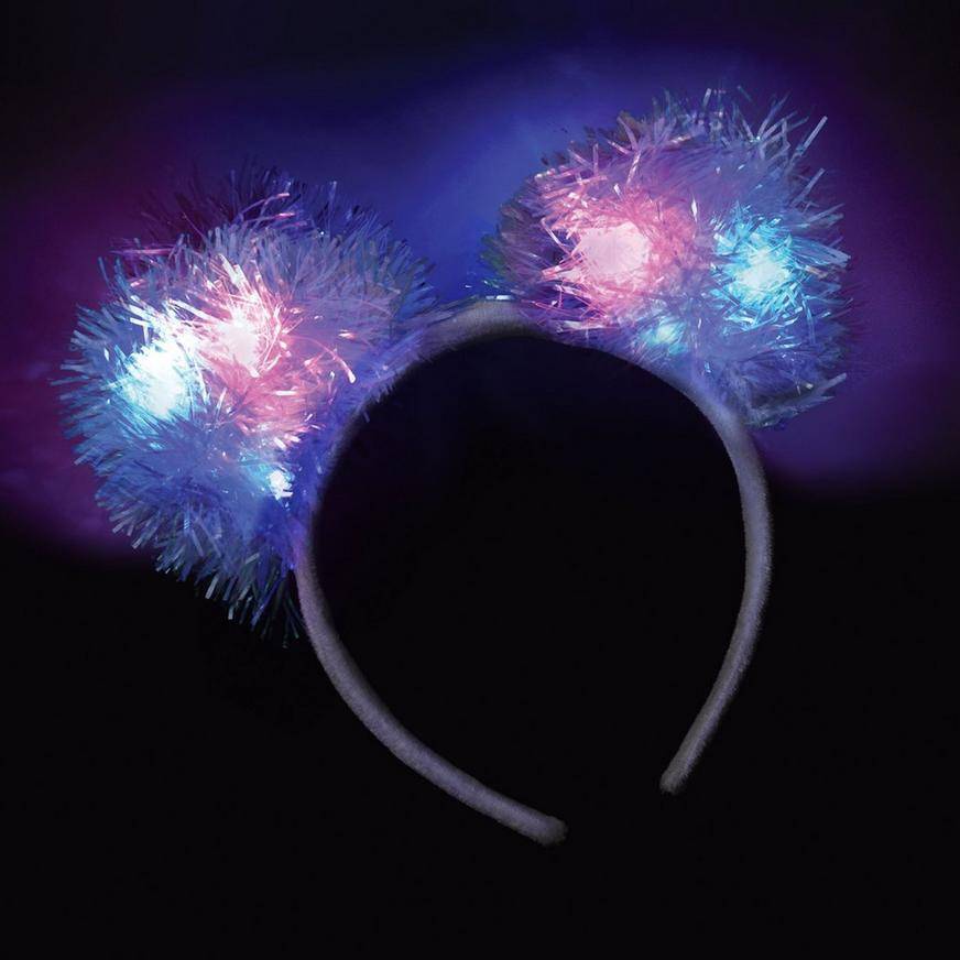 Party City Light-Up Tinsel Pom-Pom Headband - Superglowae, White