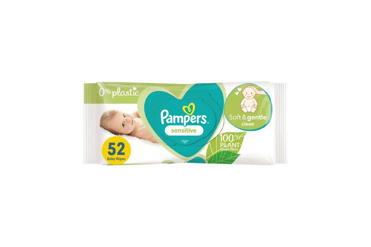 Pampers Sensitive Baby Wipes Plastic Free 1 Pack = 52 Baby Wet Wipes