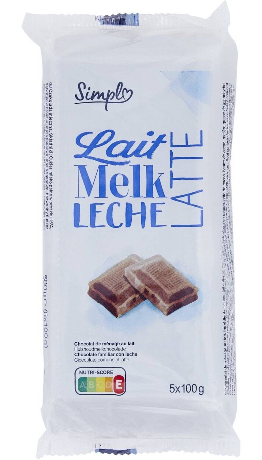 Simpl - Tablette de chocolat au lait (5 x 100g)