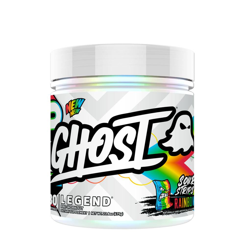 Ghost Pre Workout Sour Strips Rainbow Supplement (23.8 oz)