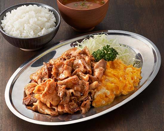焼肉とんたま定食ダブル(スープ付き) Double Grilled Pork & Egg Set Meal (with Soup)